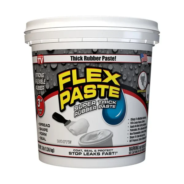 Fast Leak Sealant Flex Paste Rubber Epoxy 3 Pound Tub White PFSWHTR32
