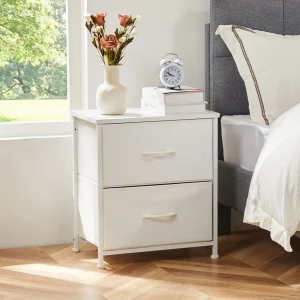 Modern Nightstand with 2 Fabric Drawers – Compact Storage Table