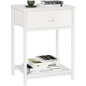 Modern Fabric Drawer Nightstand with Dual-Tier Storage – Compact Side Table