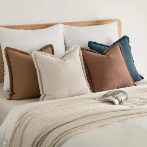 Neutral Linen Throw Pillow Covers (Set of 4) – 20×20 Modern Rustic Cushions