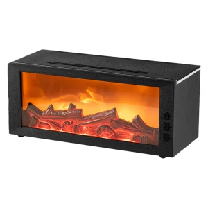 Fireplace Flame Essential Oil Diffuser with 7-Color Night Light – Aromatherapy Humidifier with Remote & Timer