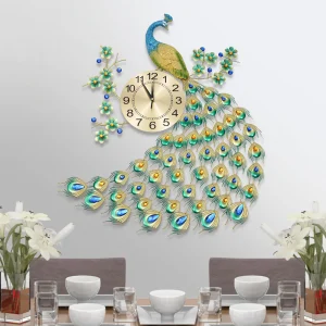 3D European Peacock Wall Clock – Large Modern Decorative Hanging Clock
