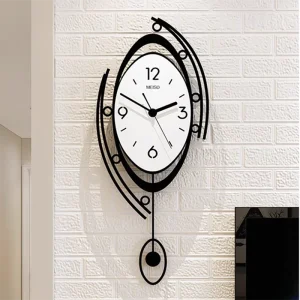 Modern Minimalist Nordic Silent Pendulum Wall Clock – Circular Hanging Clock